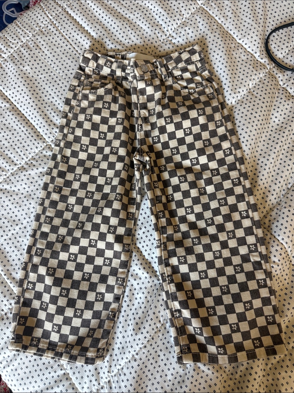 Zara Checkerboard Culotte Jeans - Gray & Brown - never worn - Picture 2 of 2